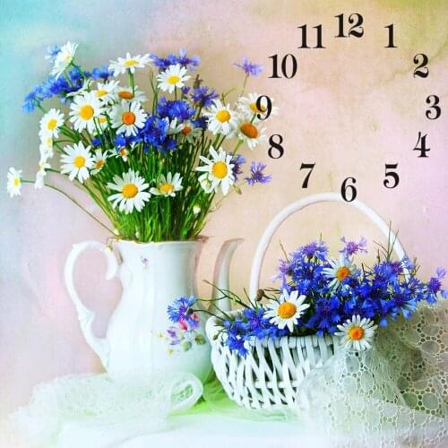 Full Square Round 5D Diamond Painting Kit With Clock Mechanism -Flower Vase- Cross stitch 3d Diamond Embroidery Mosaic Gift