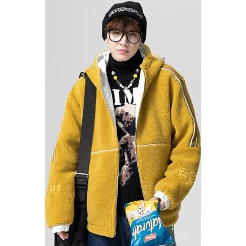 Winter New Korean Simple White Casual Loose Plus Size Cotton Coat Fashion Lamb Wool All-match Tide Men Jacket Free Shipping