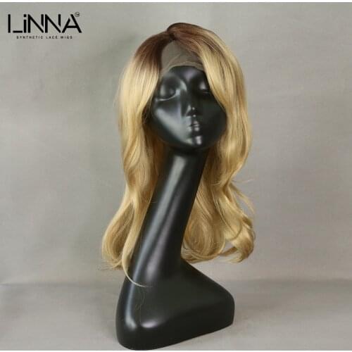 LINNA Blonde Color Synthetic Lace Wigs For Women Natural Wavy With Baby Hair Lolita Cosplay Wig Heat Resistant Front Wigs