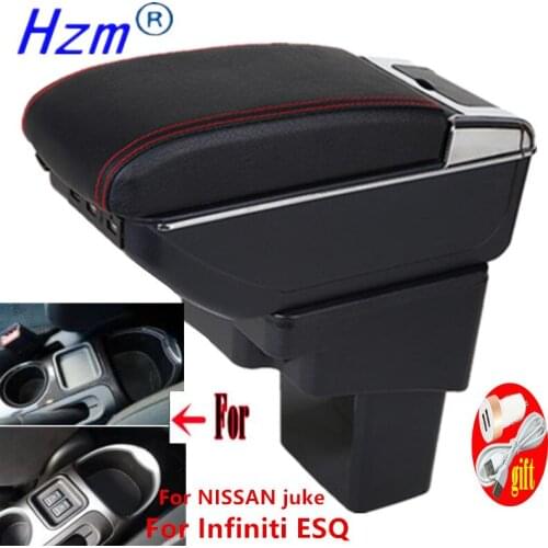 Armrest Box for Nissa Juke Infiniti ESQ Center Centre Console Storage Double layer leather ashtray USB Charging accessories box