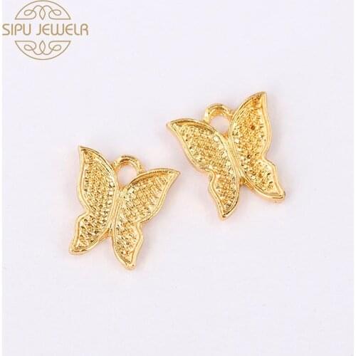 10Pcs Alloy Gold Silver Cute Butterfly Charms Trendy Animal Pendant Jewelry Accessories For Making DIY Earring Necklaces Crafts