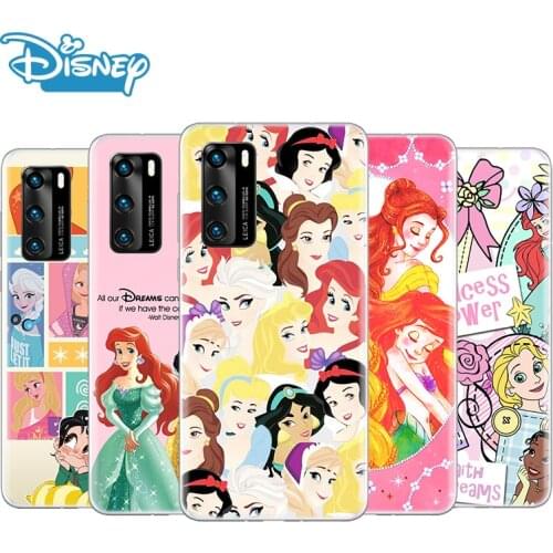 Transparent Cover Disney cute princess For Huawei P50 P40 P30 P20 P10 P9 P8 Lite Pro Plus mini 2019 2017 Phone Case