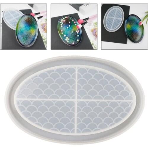 DIY Crafts Casting Fish Scale Tray Epoxy Resin Mold Plate Dish Silicone Mould