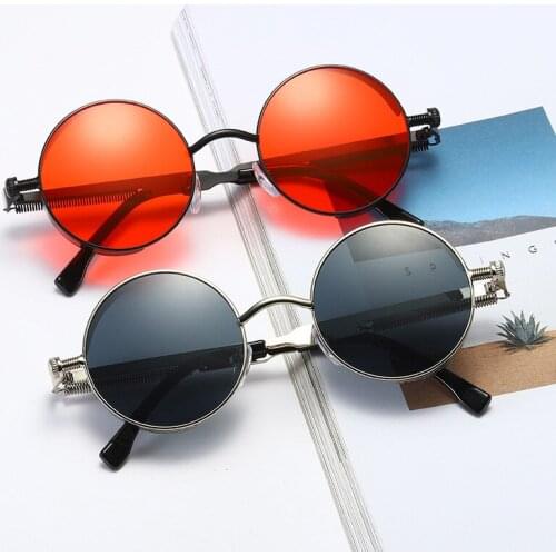 Classic Gothic Steampunk Sunglasses Luxury Brand Designer High Quality Men and Women Retro Round Metal Frame Sunglasses UV400