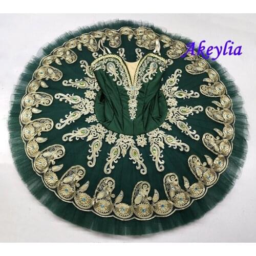 Dark Green Pancake Tutu For Women Professional Ballet Tutu Camisole with Sequin Trim Girl Ballerina Stage Costumes Lilac JN9163B