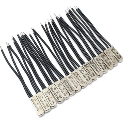 100PCS Thermostat KSD9700 5A-Metal 40C 45C 50C 55C 60C 65C Temperature Switch Normally Closed Thermal Protector degree centigrad