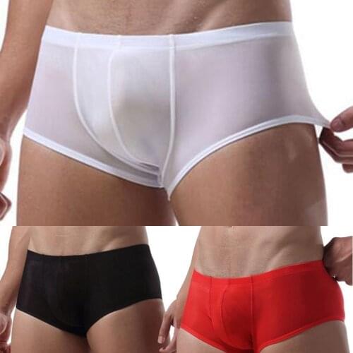 Sexy Men Underwear Elastic Seamless Pouch Briefs Ice Silk Underpants Breathable Briefs Jock Strap U-Bag Comfortable Soft Panties