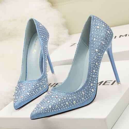 Women Pumps Bling High Heels Shoes Pointed Female Shoes Glitter Woman Shoes Sexy Wedding Shoes Gold Silver Womens Shoes