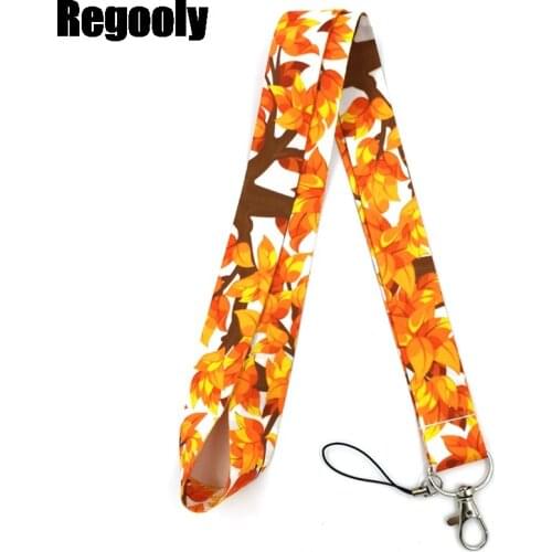 Autumn Maple leaves Neck keychain necklace Anime Cartoon Neck Strap Lanyard ID badge holder Keychain Lanyards