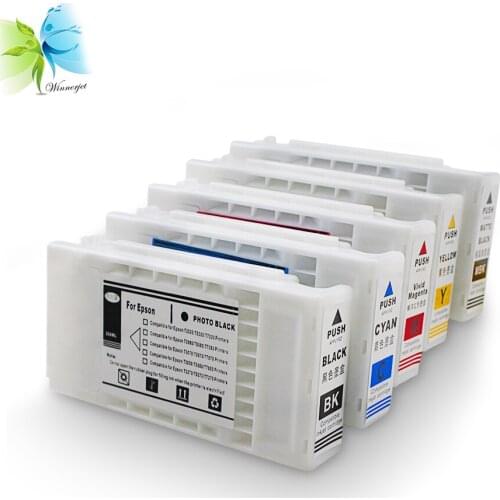 WINNERJET 350ml 5 Colors Compatible Ink Cartridge with Pigment Ink and One Time Use Chip for Epson SureColor SC-T5000 Printer