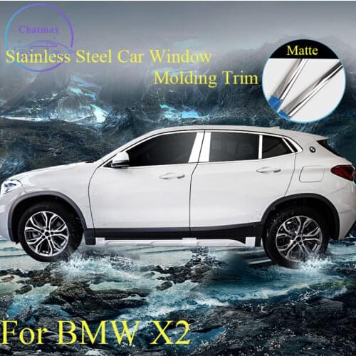 Car Window Center Mid Pillar Bright Strip for BMW X2 Stainless Steel Bar Car Window Molding Trim Decoration Accessories