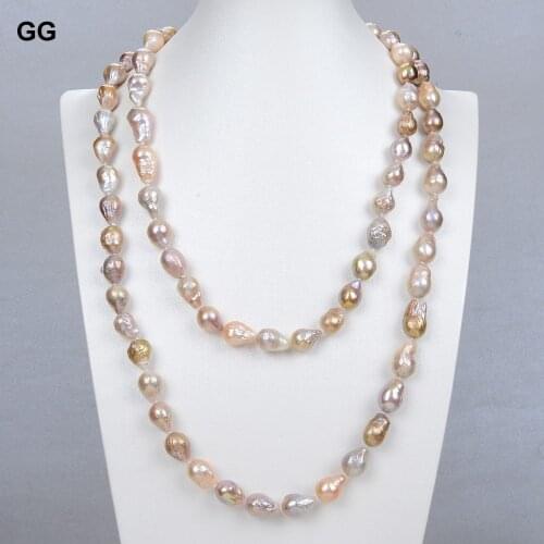 GG Jewelry Natural Pearl Purple Pink Keshi Baroque Pearl Sweater chain Long Necklace Classic For Women Lady Jewelry