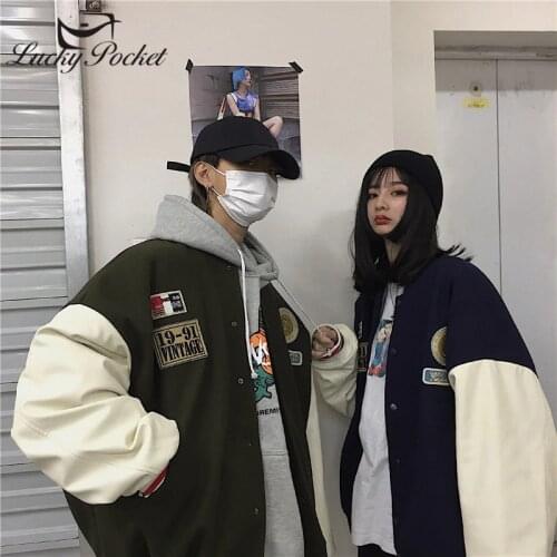 Women Spring Baseball Uniform Autumn Winter Thick Korean Harajuku Street Style Coat Loose Plus Size BF Stitching Jacket QL11