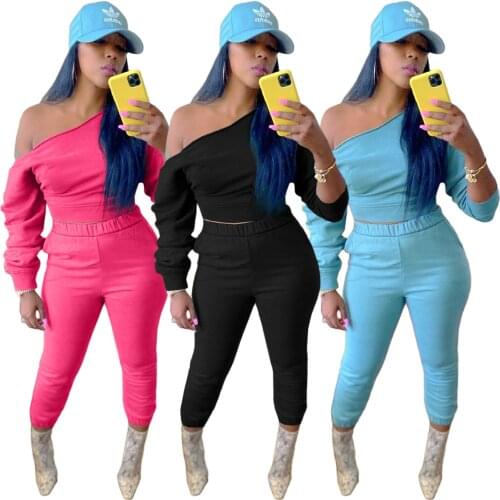 Echoine Off shoulder Womens Tracksuit Suit Woman Jogging 2 Piece Sets Sports Customs Female Spring Autumn Lounge Wear Suits