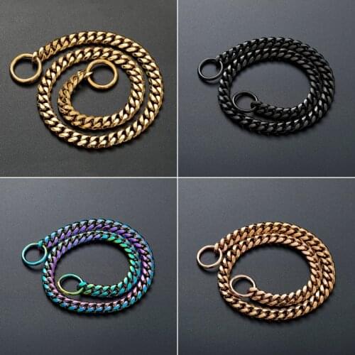 10mm Stainless Steel Dog Choke Chain Metal Training Pet Collars Gold Silver Slip Dogs Collar for Large Dogs Pitbull Bulldog