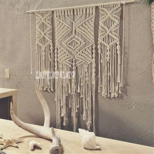 1.1*1.6m Bohemia Hand-woven Rope Wall Hanging Macrame Tapestry Handmade Curtain Wedding Home Window Backdrop Wall Craft
