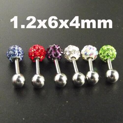 1 piece 1.2x6x4mm Fashion Earring Nail Full Crystal Ear Bone Barbell Earring helix Ear Stud Tragus Ear Piercing Body Jewelry