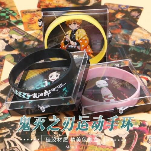 1pcs Anime Demon Slayer Kimetsu No Yaiba Cosplay Props Silica Gel Bracelet Wristband 3D Printing Hand Strap Hip Hop Accessories