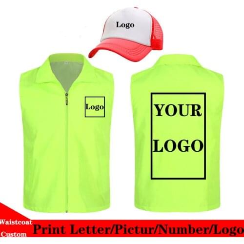 1PCS Free Custom Design Volunteer Vests Print Front+Back Logo Men Woman High visibility safety vest work Vest Workwear Uniform