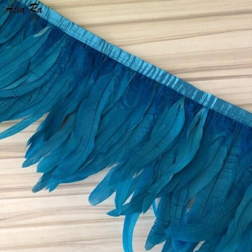 10 Meters Rooster Feather Trims 15-20CM Coque Feathers Fringes Chicken Feather Trimming Dress/Skirt /Costume Carnival Decoration