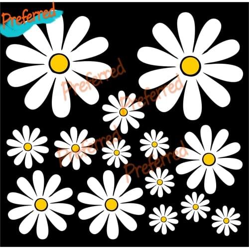 14Pc Daisies Decal Bicycle Motorcycle Car DIY Sticker Racing Laptop Helmet Trunk Wall Vinyl Car Sticker Die Cutting Waterproof