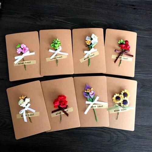 20set/lot Dry Bow flower retro message gift business card /Kraft Valentines Day New Year greeting cards