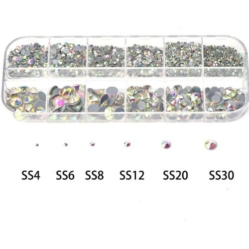 2016Pcs 12 Grids Crystal AB Diamonds 3D Nail Art Decorations Gem Stones For Nails Rhinestone Decoration Nail Jewelry