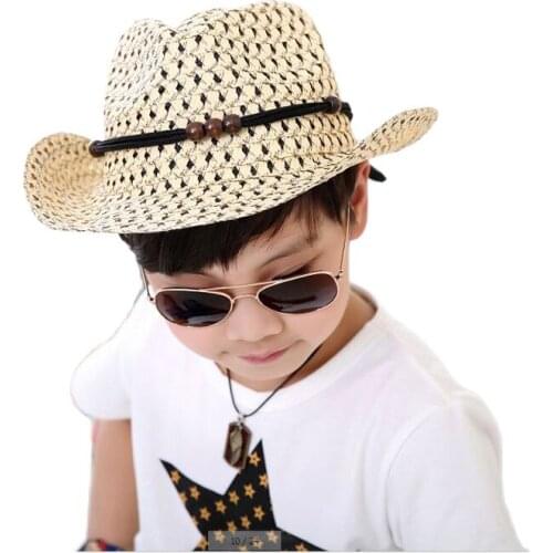 2017 New Summer Children Sun Hat The Boy Jazz Cap Beach String Beads Sun Hat 8 Colors Head circumference 56 cm 8096