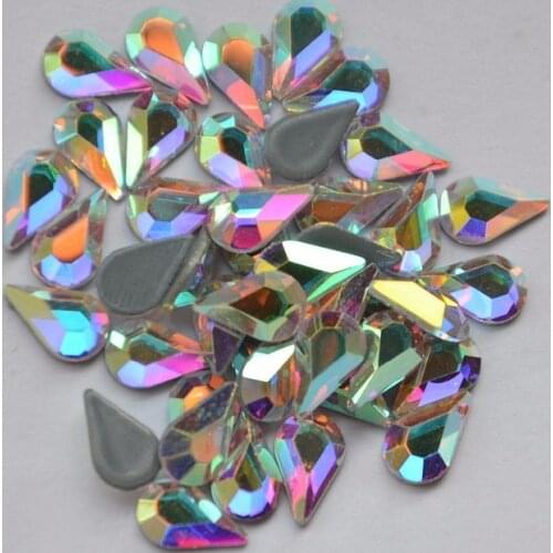 2018 New Arrived Best Quality 5x8mm Drop shape Crystal Clear AB Hot Fix Rhinestone More Shiny Super Bright Hotfix Iron On Stones
