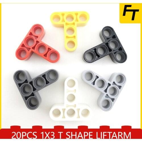 20pcs 60484 Technic Liftarm 1x3 T Shape Bricks DIY Building Blocks Compatible Moc Creative Gift Castle Toys Small Particle Brick