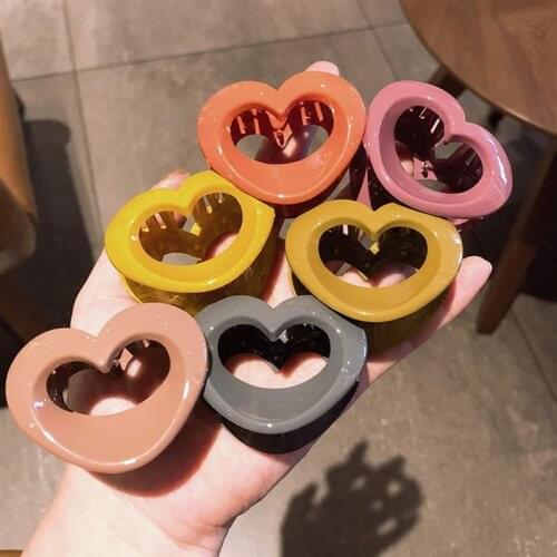 6PCS Hair Claw Clip Lovely Heart Shape Non-Slip Hair Jaw Clip Hair Claw Clamp Acrylic Hair Clip Claw Hair Accessories for Girls