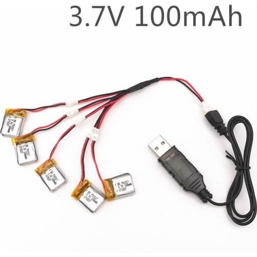 3.7V 100mAH 751517 Lipo battery For Remote control airplane helicopter 3.7V 100mAH 1.25mm Plug 5pcs/lot With 5in1 charger
