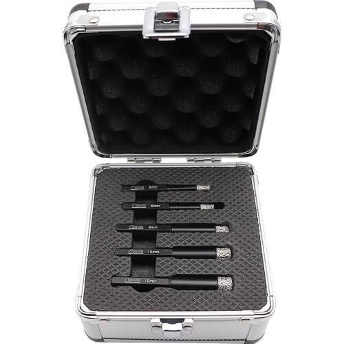 SHDIATOOL 5pcs/box Vacuum Brazed Diamond Dry Drilling Core Bits with Hex Shank Drill Bits Ceramic Tile Granite Hole Saw