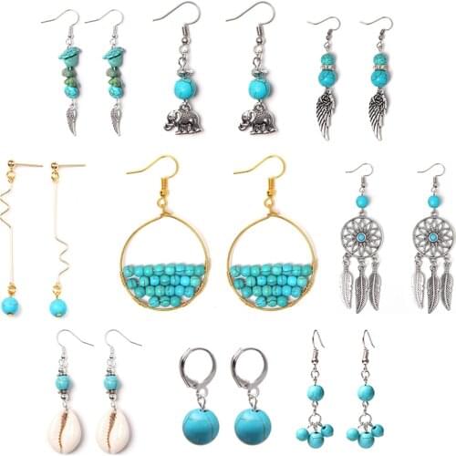 Bohemia Various Styles Earrings For Women Turquoises Alloy Wing Animal Charm Ethinc Earring Punk Gothic Dangle Handmade Jewelry