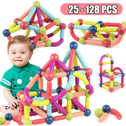 Large Magnetic Sticks construction set Building Blocks Set Kids Educational Toys For Children Magnetic Toy Bricks balls for chil