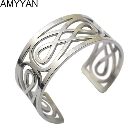 Infinite 8 Hollow Wide open cuff bracelet jewelry bracelets bangle pulseiras de ouro for women Luxury brand steel