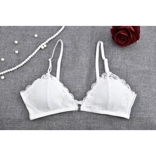 Strap Lace Sexy Women underwear Lace Bralette lingerie Padded Bra front closure brassiere strappy wirefree bra top