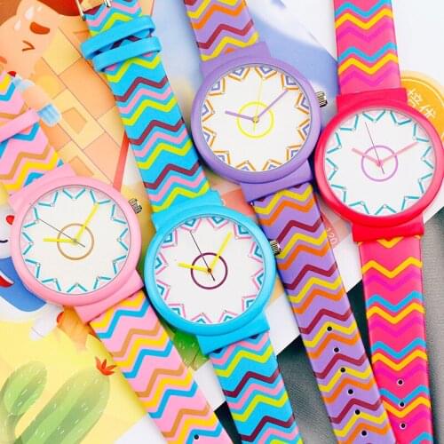 2021 lady gift Enmex creative simple math pattern watch Color Geometry cool design children colorful clock casual quartz watch