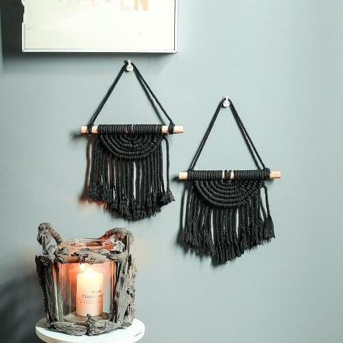 Cross-border supply cotton rope woven tapestry decoration black pendant Nordic simple home wall hanging INS jewelry GT114