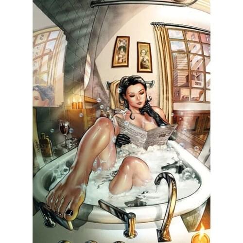 Cross Stitch Picture of Rhinestone Painting Bath Woman 5D Diamond Painting Square Crystal Embroidery Mosaic Picture bathroom Art
