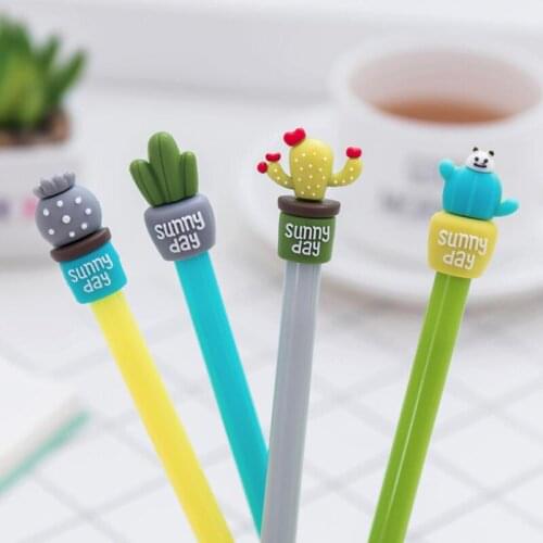 Kawaii Creative Cute Cactus Pen Marker Neutral Gel Pen Student Stationery School Office Supplies Learning Stationery Wholesale