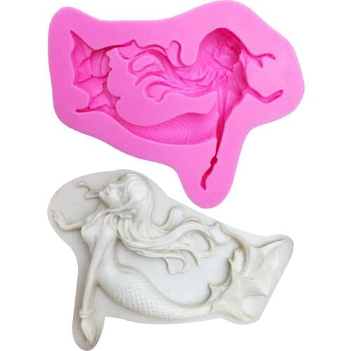 M0518 Mermaid girl Design 3D Silicone Mold Chocolate Fondant Cake Decorating Tools