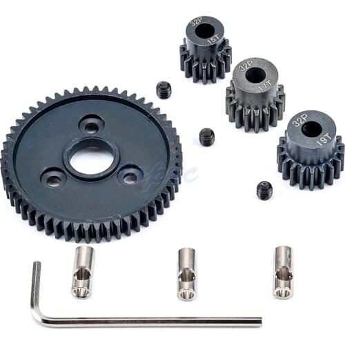 Metal Steel 54T 0.8 32 Pitch 3956 Spur Gear with 15T/17T/19T Pinions Gear Sets for Traxxas Slash 4x4 4WD/2WD VXL Rally VXL Stamp