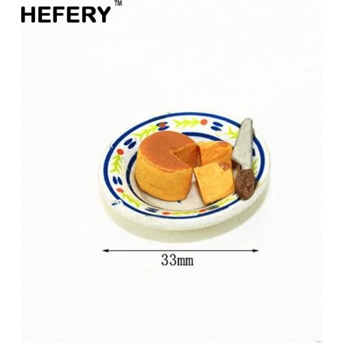 1/12 Dollhouse Miniature Accessories Mini Resin Cheese Cake with Plate Simulation Dessert Model Toys for Doll House Decoration