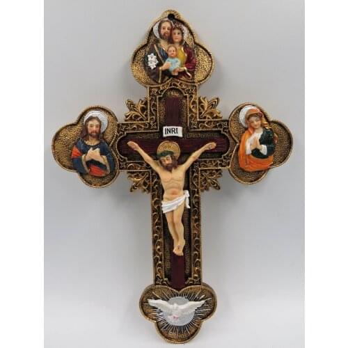 14 Inches Resin Wall Crucifix Jesus Christ on INRI Cross Home Chapel Decor