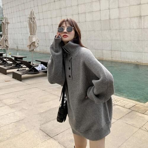 2021 Women Autumn Winter New Thick Turtleneck Knitted Tops Female Solid Color Sweater Pullovers Ladies Loose Warm Jumpers P403
