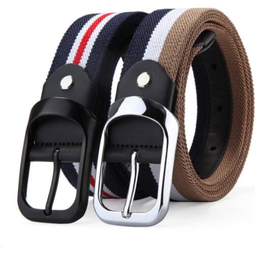 New Oudoor Sports Canvas Mixed Colored Braided Stretch Golf Elastic Fabric Woven Casual Waist Black Belt For Men