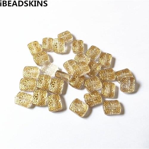 New arrival! 12x10mm 1000pcs clear with gold stripe rectangle shape beads for Earrings accessories parts,hand Made Jewelry DIY