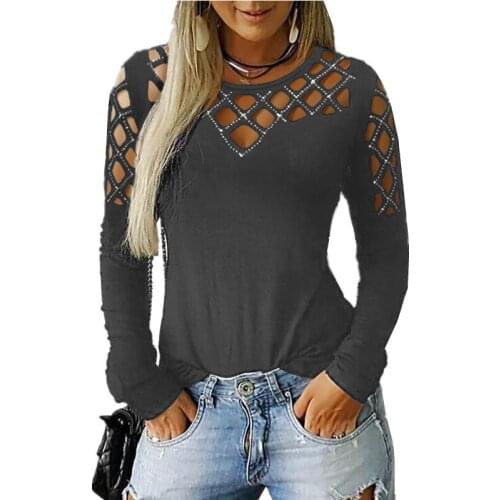 New tide womens t-shirts hollow 5xl size o-neck women tops clothes long sleeve fashion oversized t-shirt