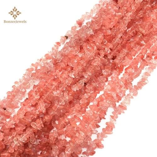 Red Wholesale Watermelon Cherry Quartz Crystal Irregular Gravel Chips Shape Stone 5-8mm Nugget Diy Jewelry Loose Beads 30inches